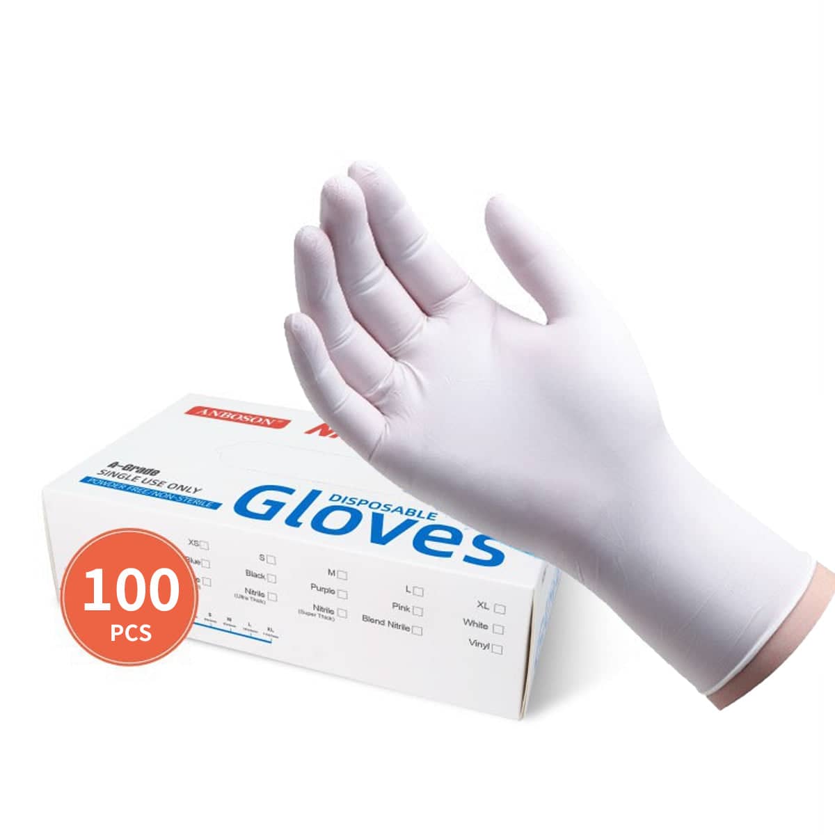 Disposable Food Grade Gloves, Pack of 100 - White, Extra Large (Palm Width 10 to 11 cm)