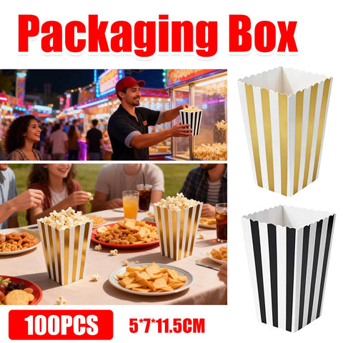 Disposable Food-Grade Popcorn Boxes, Pack of 100 - Gold - view 2