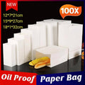 Disposable Greaseproof Paper Bags for Bread, Snacks and Doughnuts - Pack of 100, 15 x 9 x 27 cm - view 2