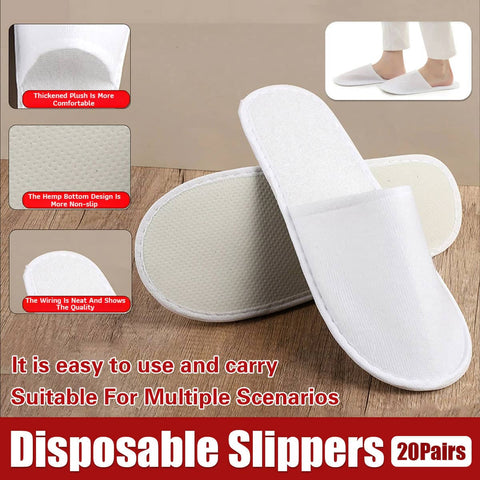 Disposable Hotel Slippers, White, 28cm, Pack of 20 Pairs