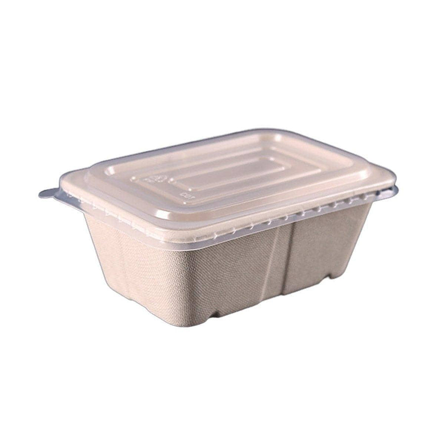 Disposable Lunch Boxes, Pack of 50 - Natural Beige, 950 ml, 18 x 12.5 x 7 cm
