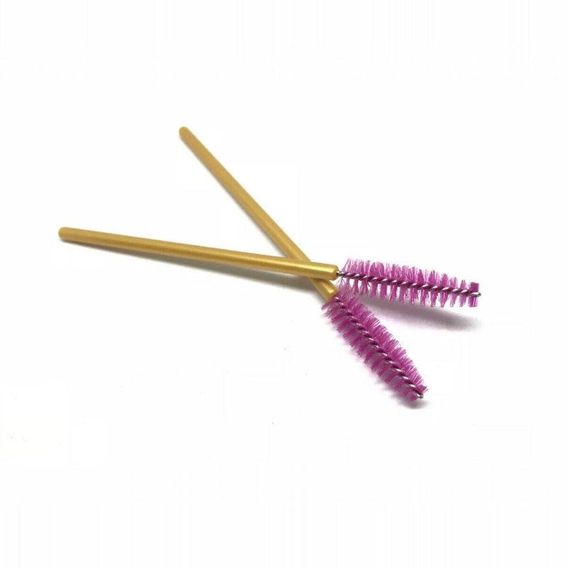 Disposable Mascara Wands Eyelash Lash Extension Brushes - Gold and Pink, Pack of 50