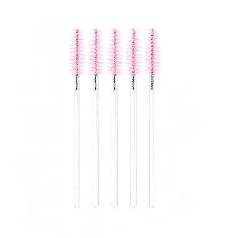 Disposable Mascara Wands Eyelash Lash Extension Brushes - Pink and Clear, Pack of 50