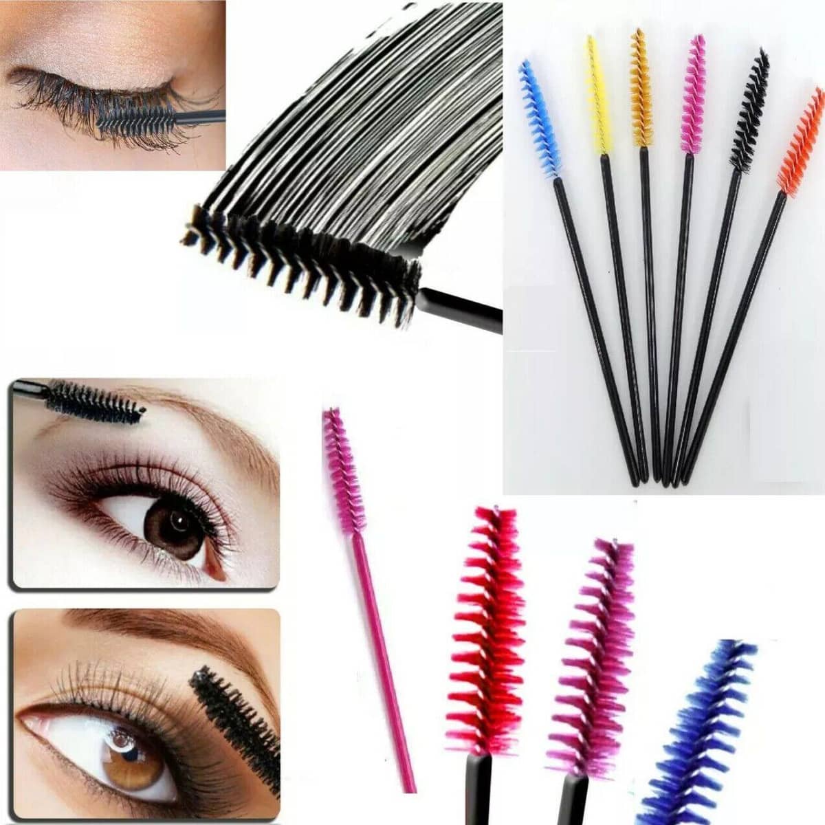 Disposable Mascara Wands Eyelash Lash Extension Brushes - Pink and Clear, Pack of 50 - view 4