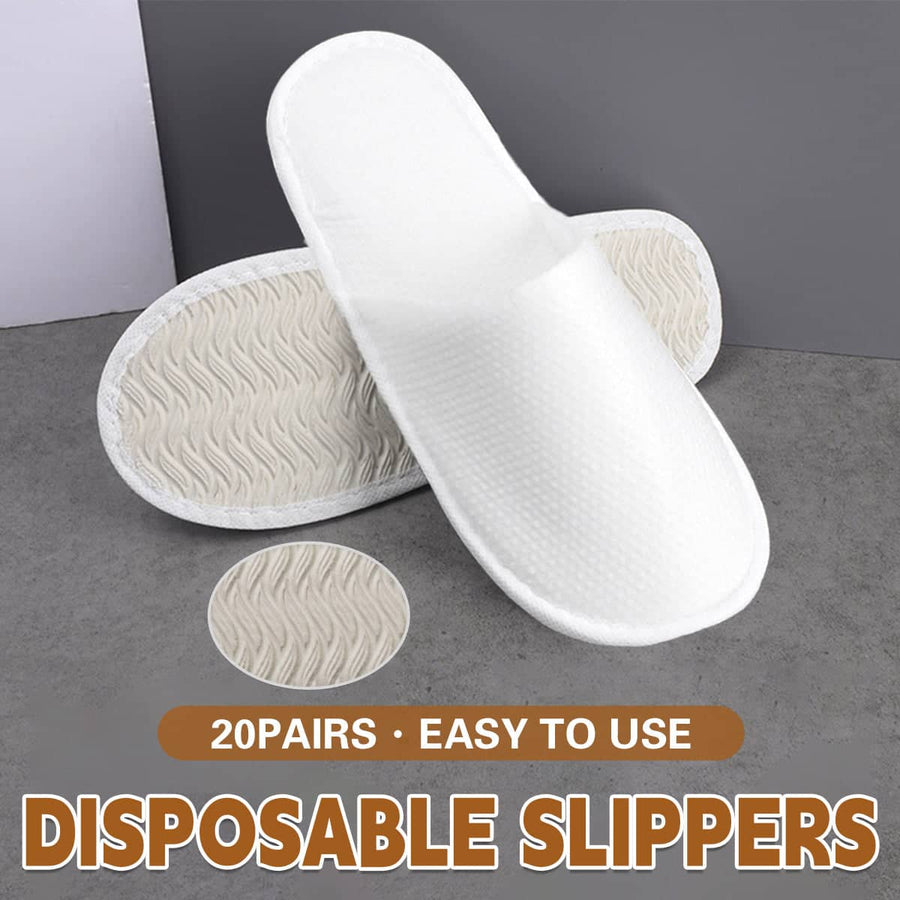 Disposable Non-Slip Hotel Slippers 20 Pairs, Brushed Plush Soft Sole
