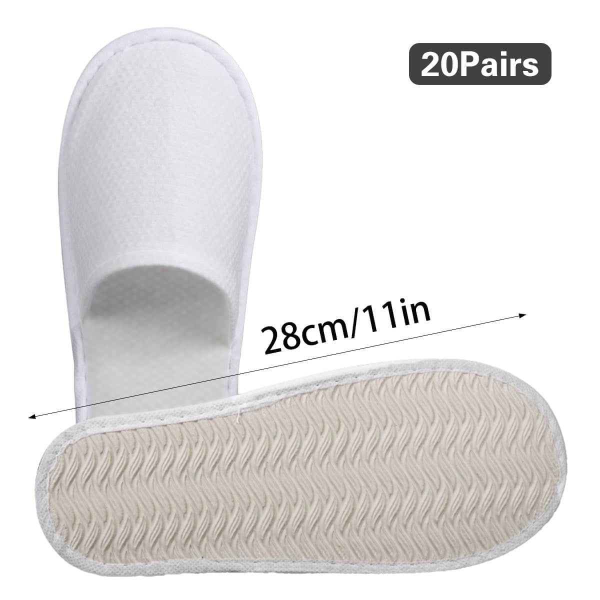 Disposable Non-Slip Hotel Slippers 20 Pairs, Brushed Plush Soft Sole - view 3