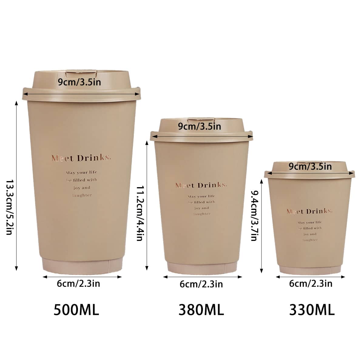 Disposable Paper Coffee Cups with Lids, Pack of 50 - 500 ml - view 4