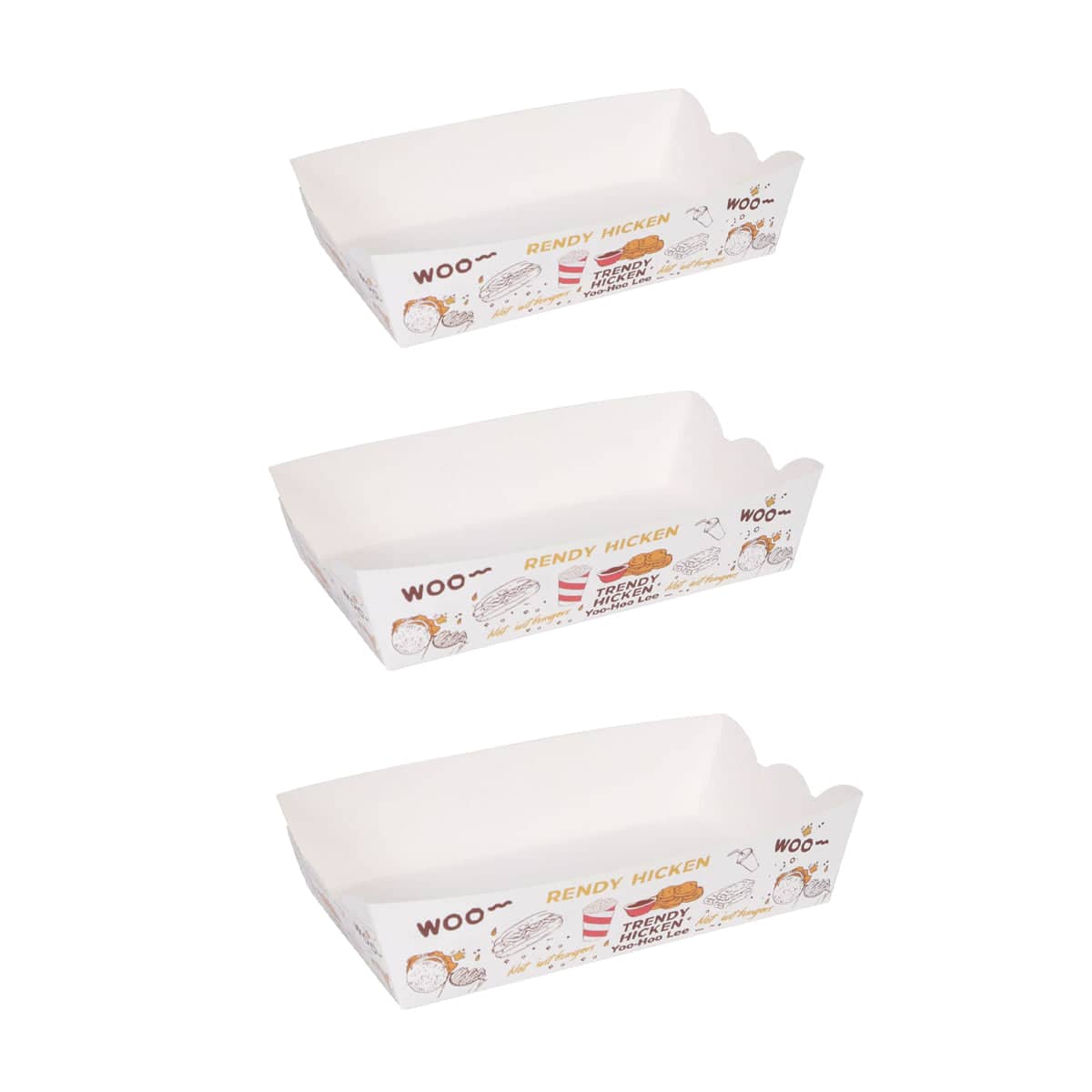 Disposable Paper Food Trays for Hot Dogs and Party Snacks, Pack of 100 - Large (17 x 9.5 x 4.3 cm) - view 3