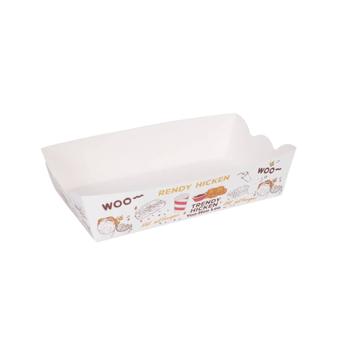 Disposable Paper Food Trays for Hot Dogs and Party Snacks, Pack of 100 - Medium (14.3 x 8.5 x 4 cm)