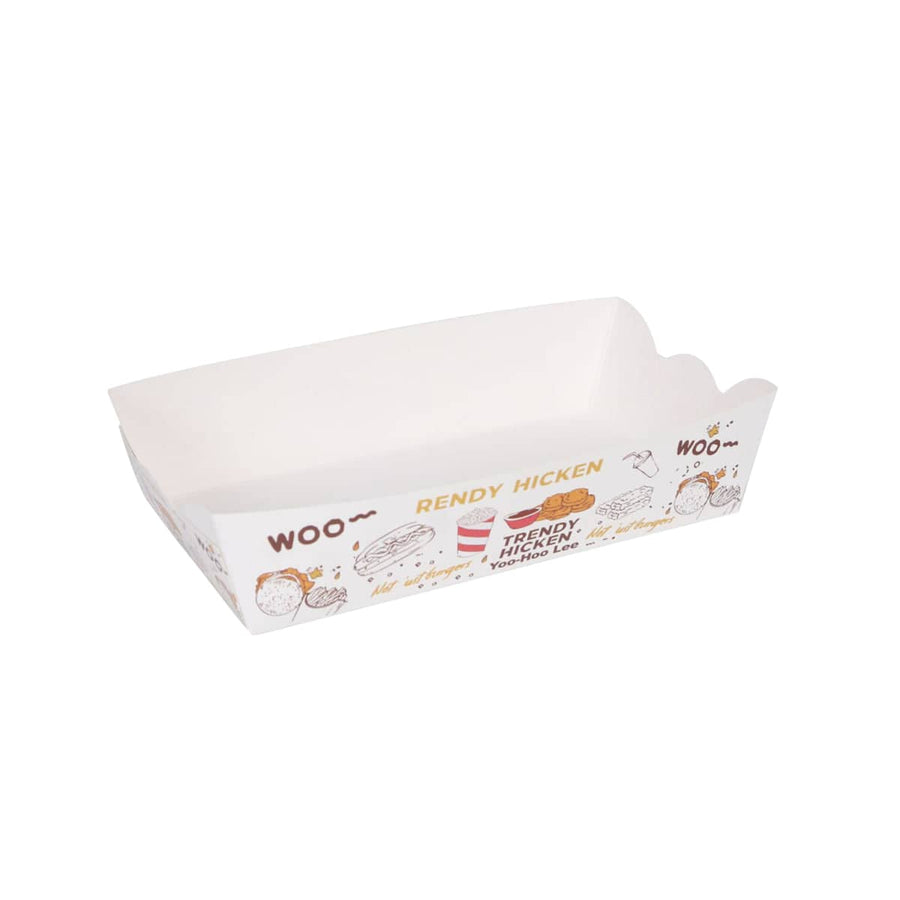 Disposable Paper Food Trays for Hot Dogs and Party Snacks, Pack of 100 - Medium (14.3 x 8.5 x 4 cm)