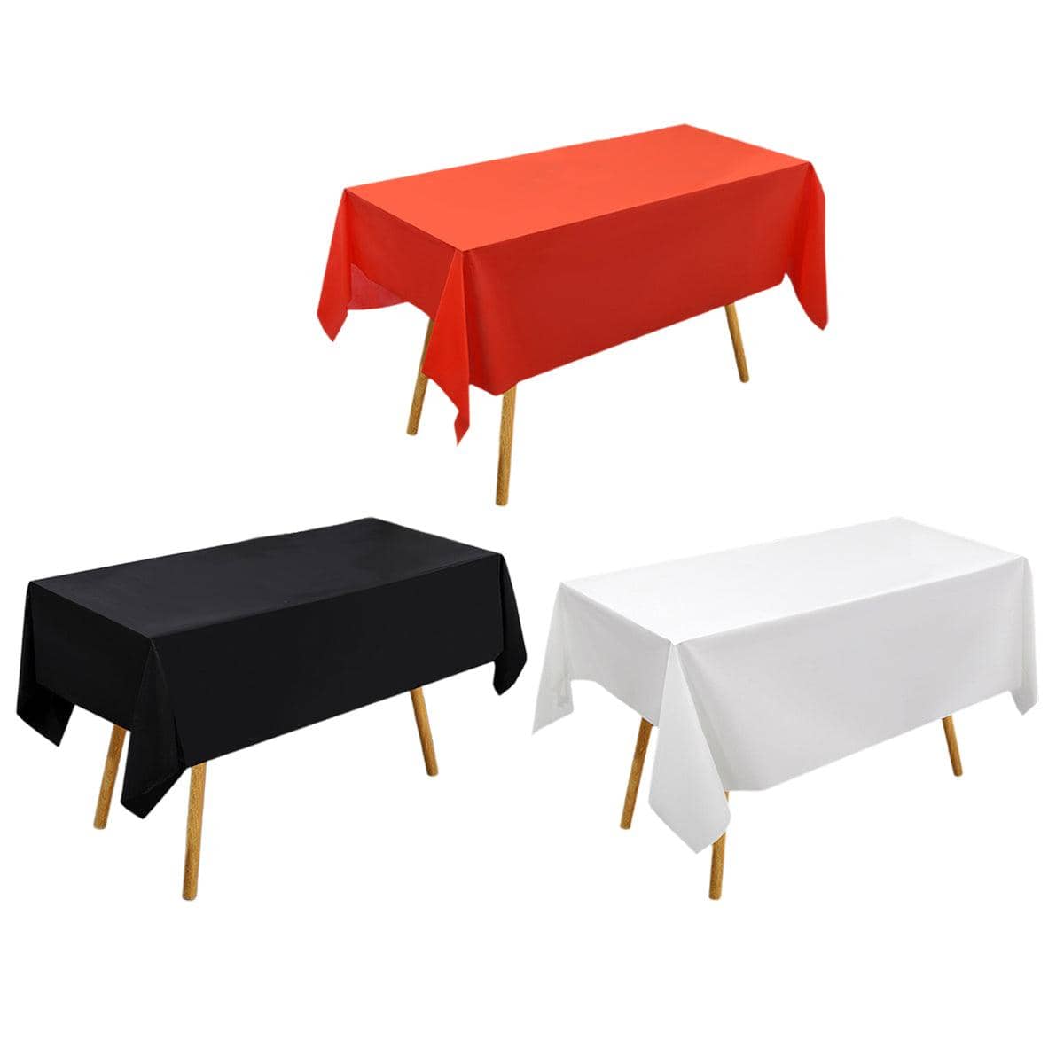 Disposable PEVA Rectangular Tablecloths - Red, 274 x 137 cm, Pack of 10 - view 3