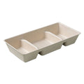 Disposable Pulp Three Compartment Dip Box for Sushi BBQ Sauce - Kraft, Pack of 30