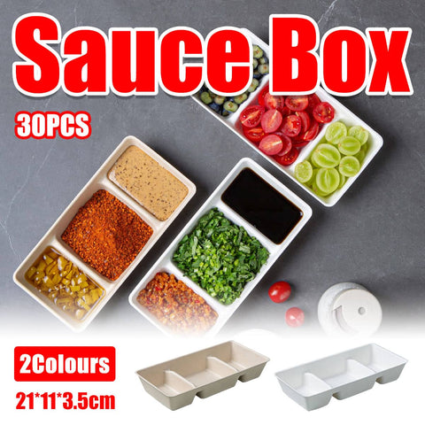Disposable Pulp Three Compartment Dip Box for Sushi BBQ Sauce - Kraft, Pack of 30 - view 2