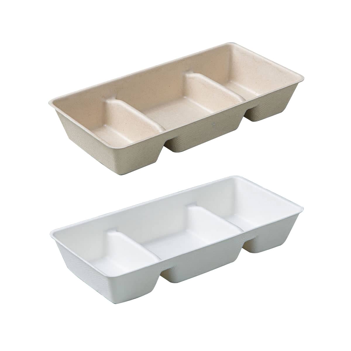 Disposable Pulp Three Compartment Dip Box for Sushi BBQ Sauce - Kraft, Pack of 30 - view 3