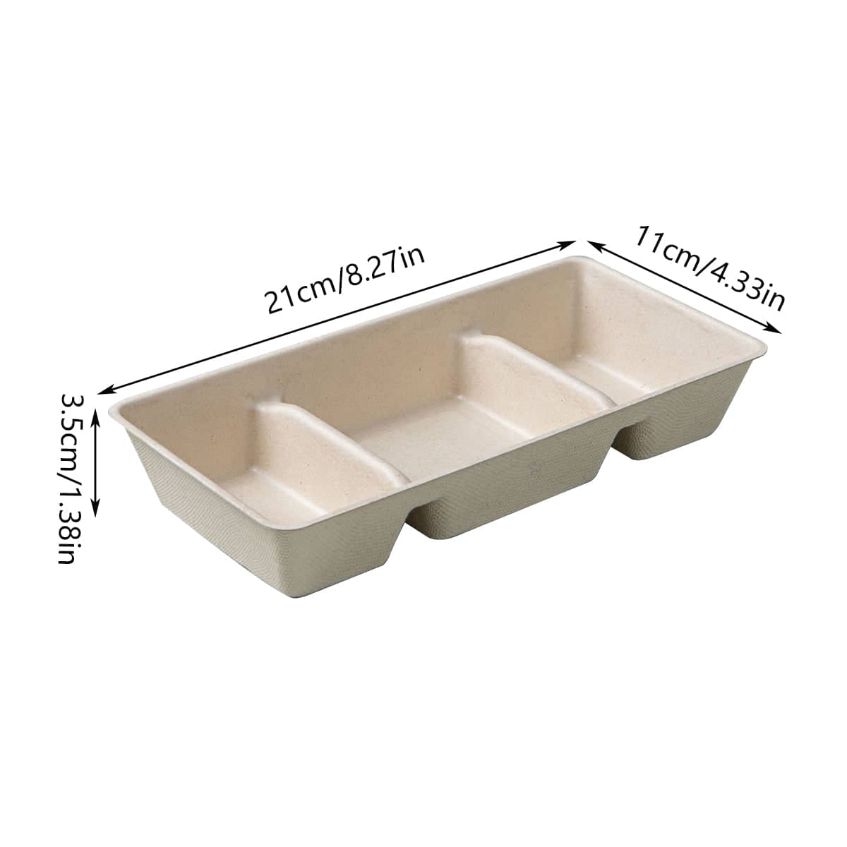 Disposable Pulp Three Compartment Dip Box for Sushi BBQ Sauce - Kraft, Pack of 30 - view 4