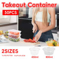 Disposable Round Takeout Containers with Lids Food Grade PP - 450ml, Pack of 50 - view 2