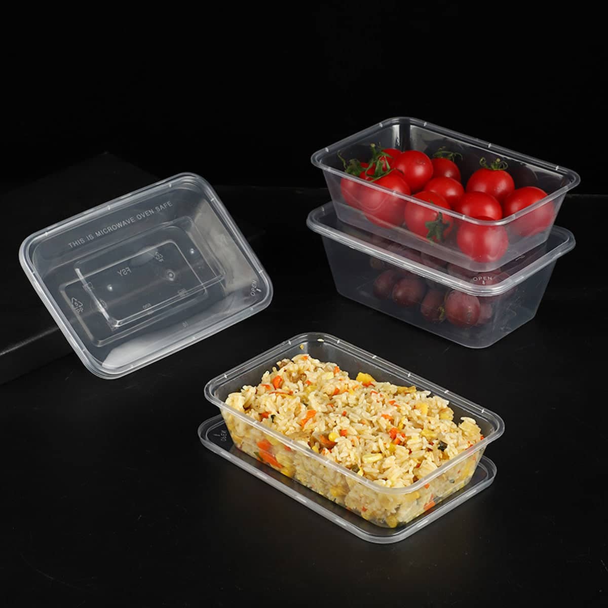 Disposable Round Takeout Containers with Lids Food Grade PP - 800ml, Pack of 50 - view 5