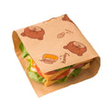 Disposable Sandwich Paper Bags, Pack of 50 - Brown Cartoon Bear Print