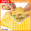 Disposable Sandwich Paper Bags, Pack of 50 - Brown Cartoon Bear Print - view 2