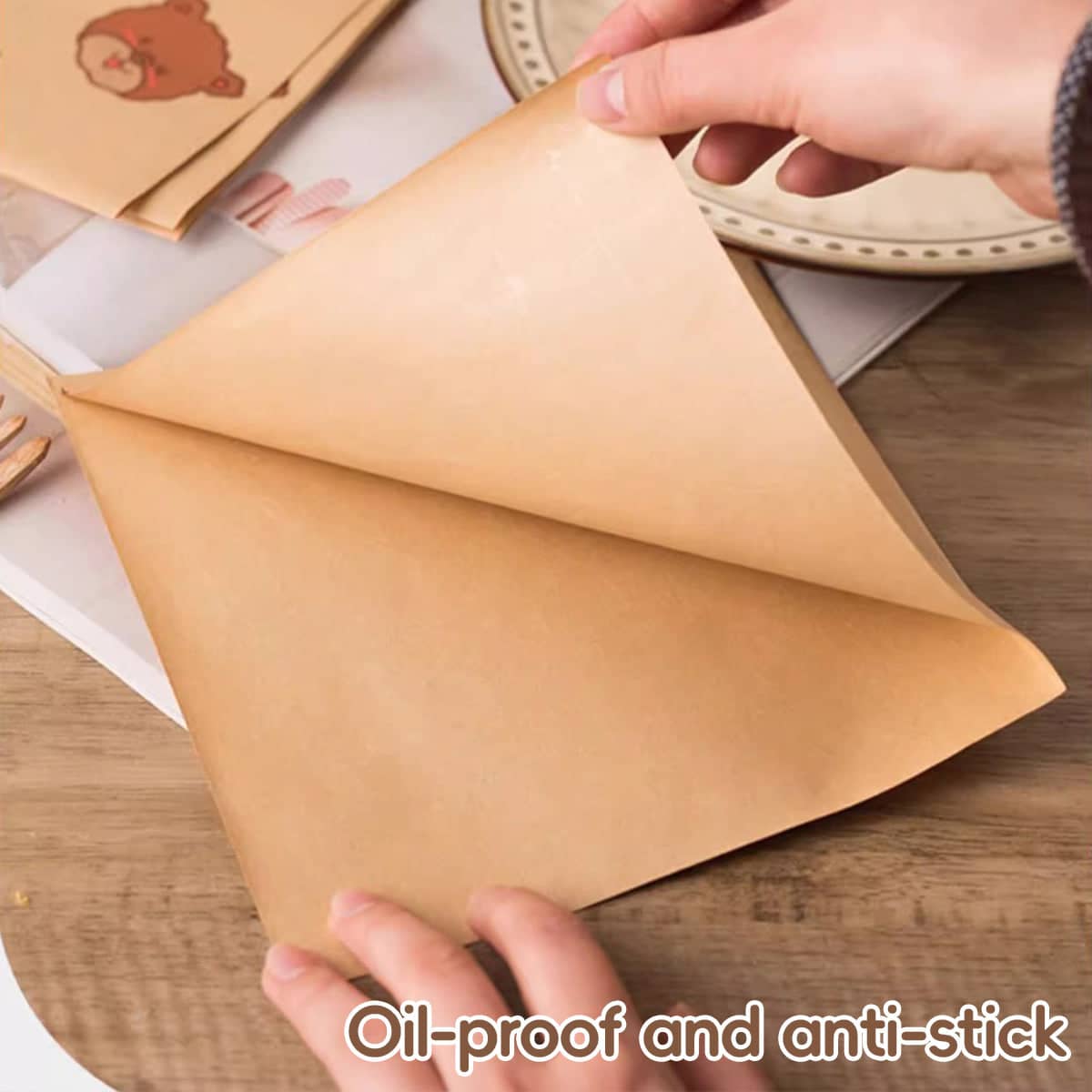 Disposable Sandwich Paper Bags, Pack of 50 - Brown Cartoon Bear Print - view 5
