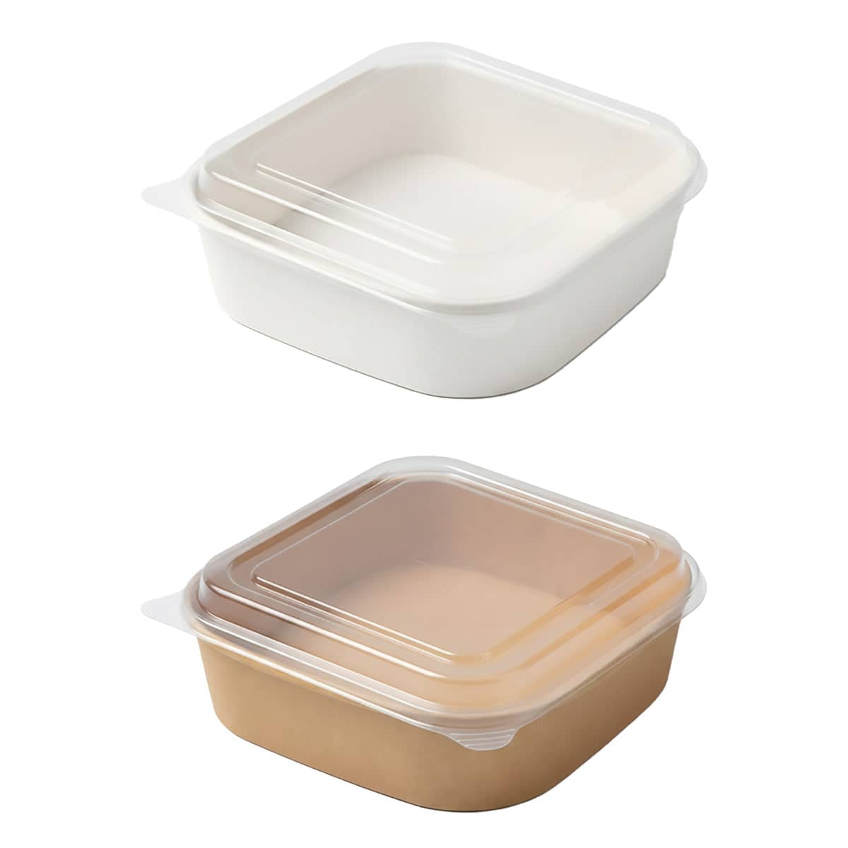 Disposable Square Food Containers with Lids 750ml - White, Pack of 50 - view 3