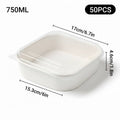 Disposable Square Food Containers with Lids 750ml - White, Pack of 50 - view 4