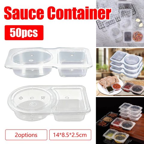 Disposable Takeaway Sauce Containers with Lids Food Grade - Pack of 50 Oval Lid Design - view 2