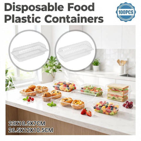Disposable Transparent Food Grade Cake and Pastry Takeaway Box, Pack of 100 - 23 x 10.5 x 7 cm - view 2