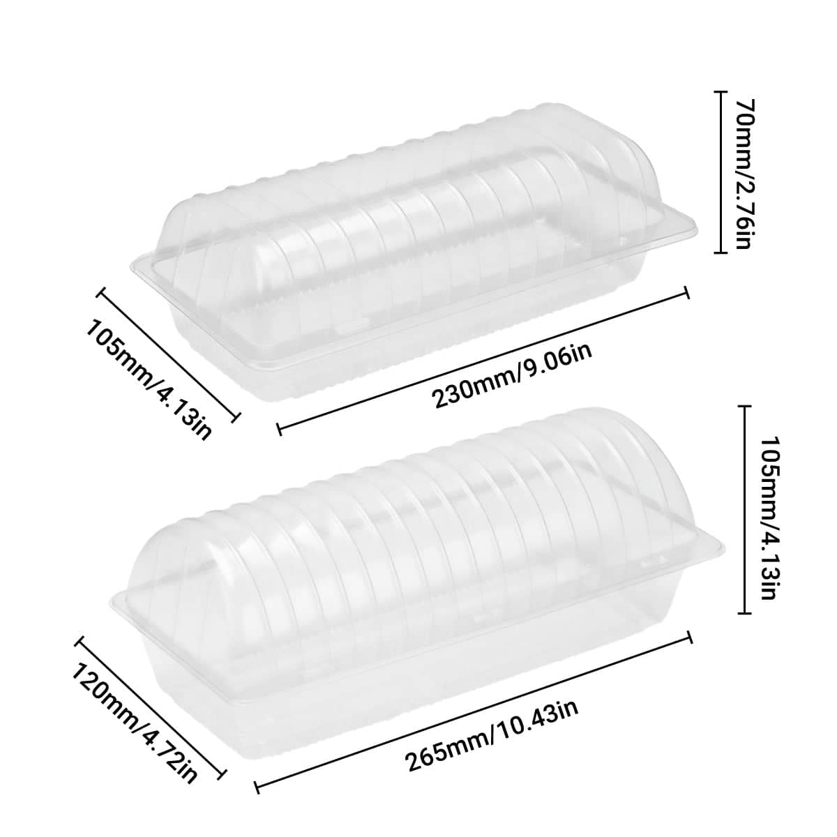 Disposable Transparent Food Grade Cake and Pastry Takeaway Box, Pack of 100 - 23 x 10.5 x 7 cm - view 4