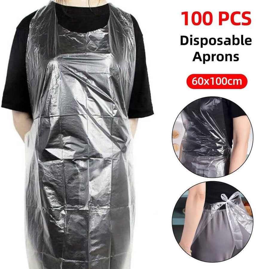 Disposable Transparent Waterproof Apron for Kitchen Catering, Pack of 100