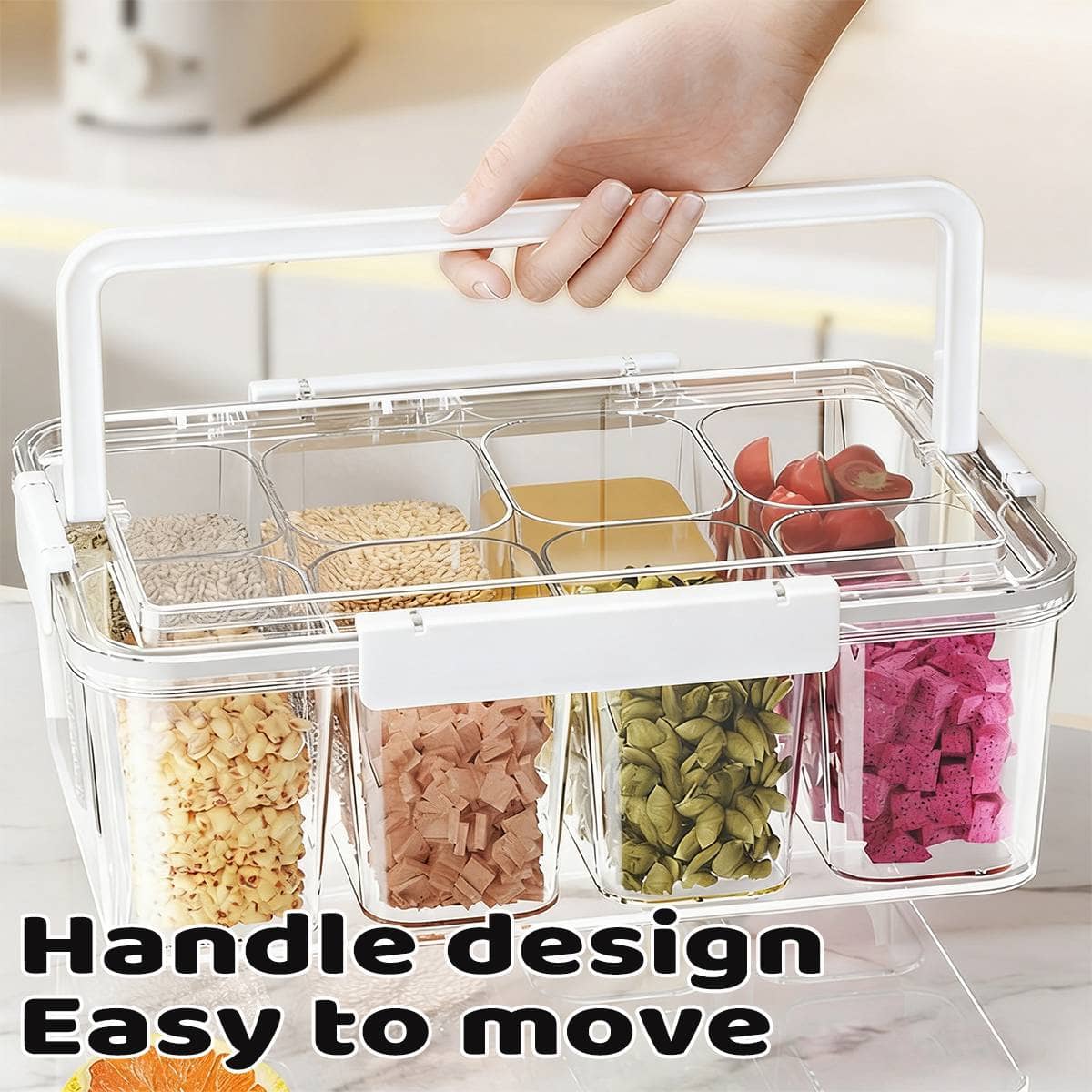 Divided Kitchen Storage Box with Handle, Sealed Lid and Clip Locks - view 5