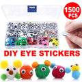DIY Adhesive Eye Stickers - 1500 Pack, Assorted Sizes