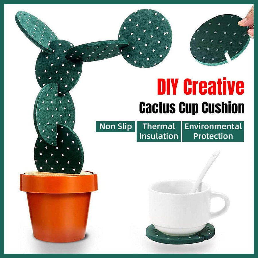 DIY Cactus Heat Insulation Non-Slip Coaster Set for Home and Desk Decor