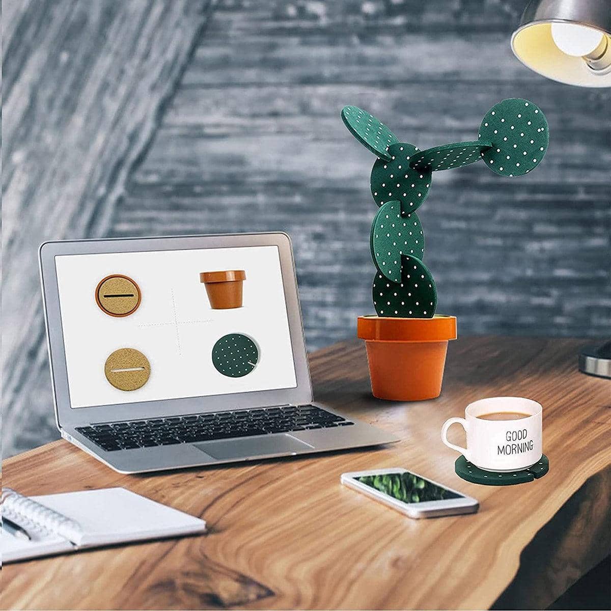 DIY Cactus Heat Insulation Non-Slip Coaster Set for Home and Desk Decor - view 4