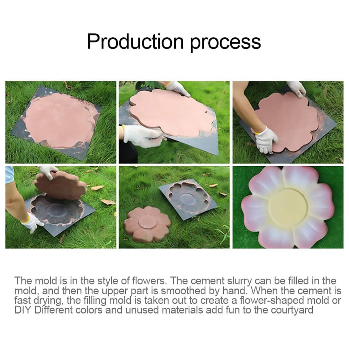DIY Flower Paving Brick Path Maker Mould Reusable PS Plastic for Garden Walkways - view 5