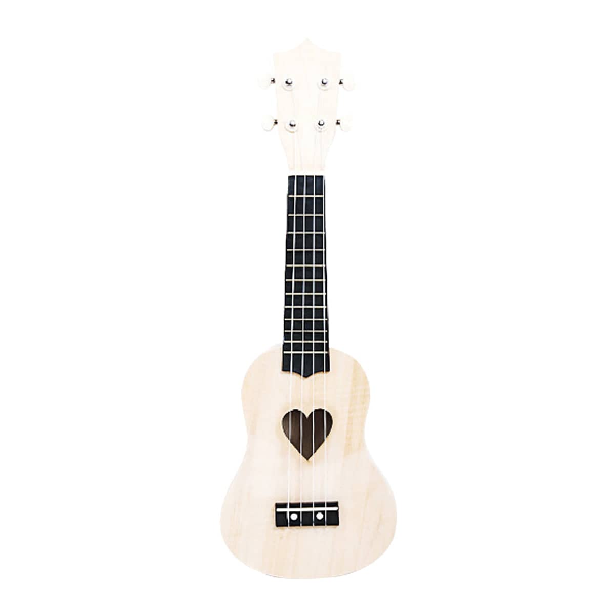 DIY Ukulele Kit 21 Inch (53cm) Natural Wood for Beginners - Heart Shaped Sound Hole