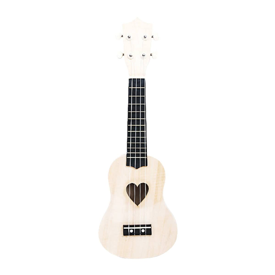 DIY Ukulele Kit 21 Inch (53cm) Natural Wood for Beginners - Heart Shaped Sound Hole