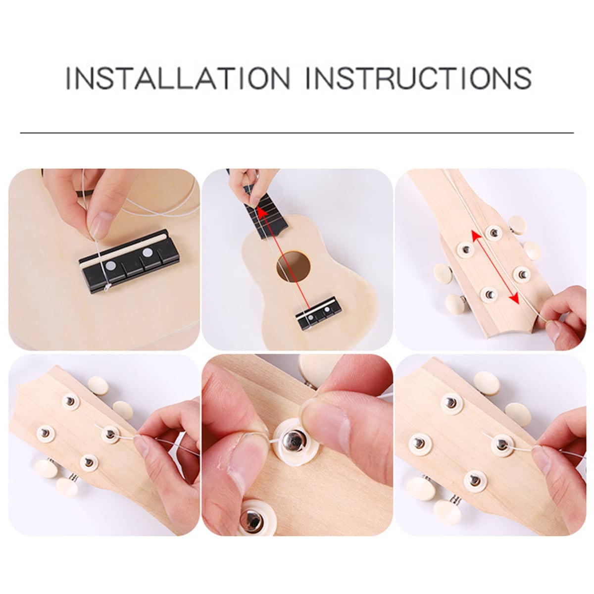 DIY Ukulele Kit 21 Inch (53cm) Natural Wood for Beginners - Heart Shaped Sound Hole - view 5