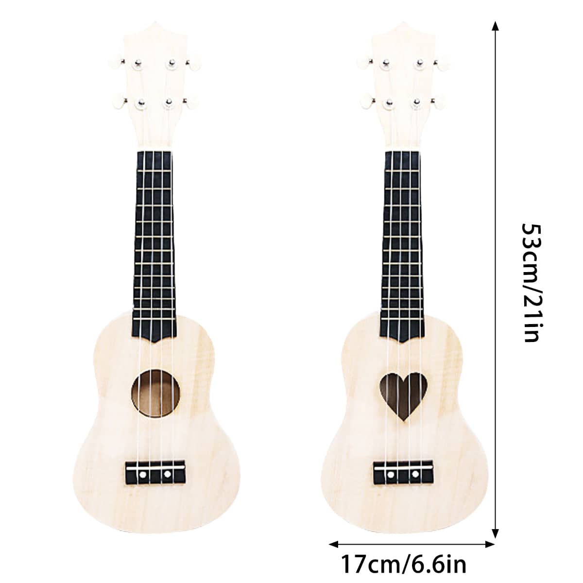 DIY Ukulele Kit 21 Inch (53cm) Natural Wood for Beginners - Round Sound Hole - view 4