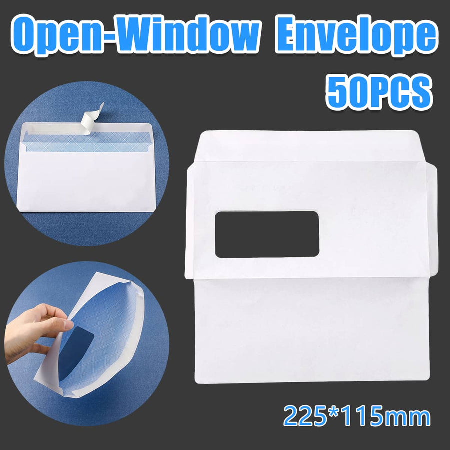 DL White Window Envelopes, Self Seal, 225 x 115 mm, Pack of 50