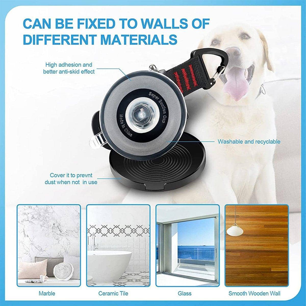 Dog and Cat Grooming Bath Holder with Suction Cup and Adjustable Tether - view 4