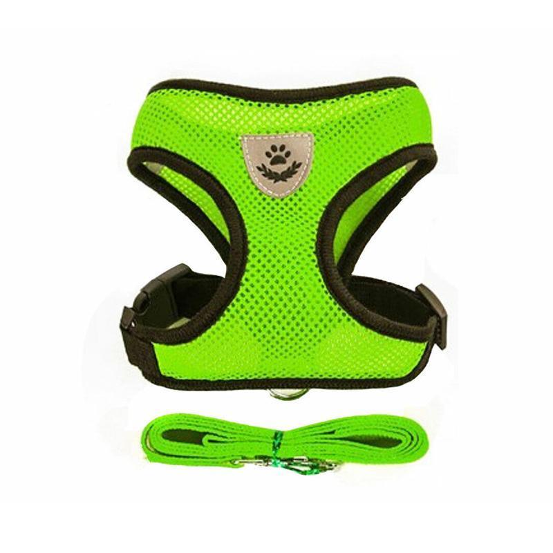 Dog and Cat Harness Vest, Size L, Soft Breathable Mesh - Green