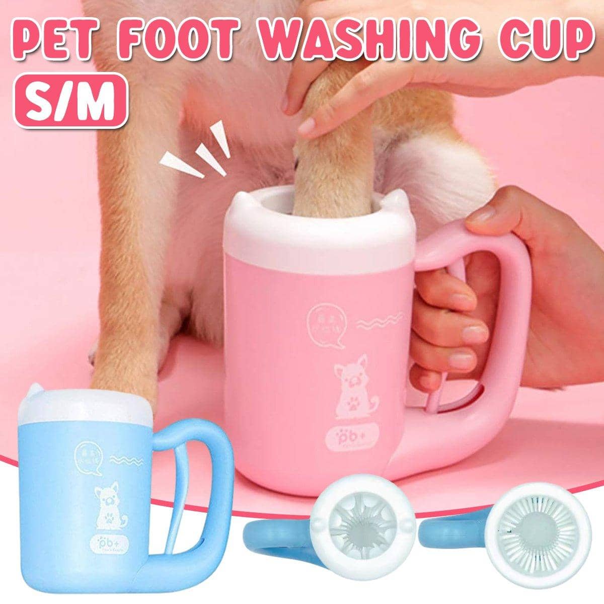 Dog and Cat Paw Cleaner Cup with Silicone Brush - Blue, Size S - view 3
