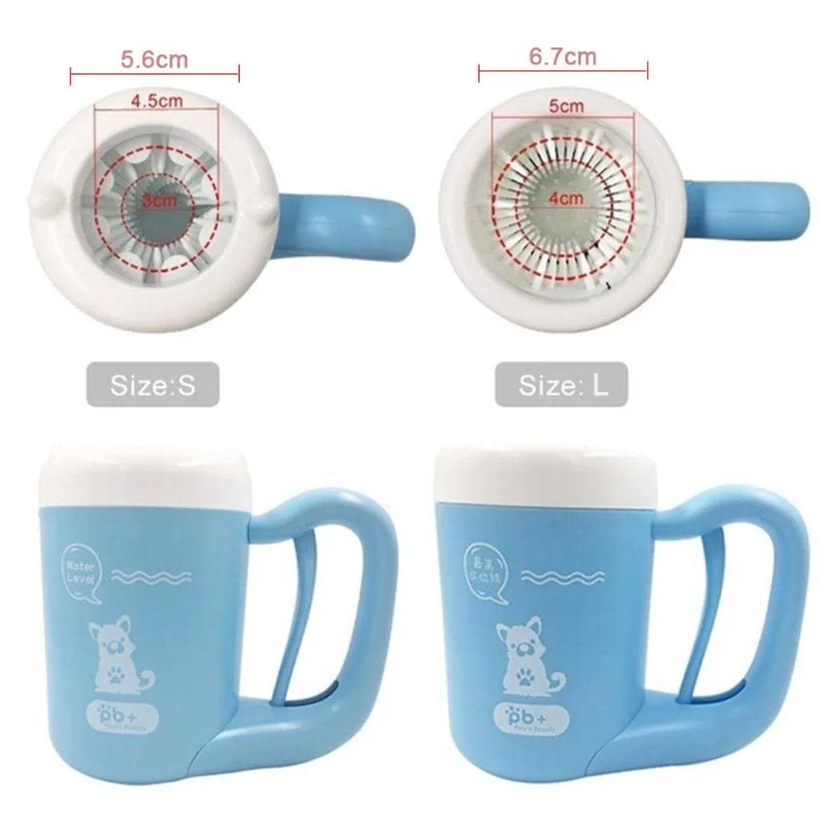 Dog and Cat Paw Cleaner Cup with Silicone Brush - Blue, Size S - view 5