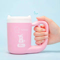 Dog and Cat Paw Cleaner Cup with Silicone Brush - Pink, Size M