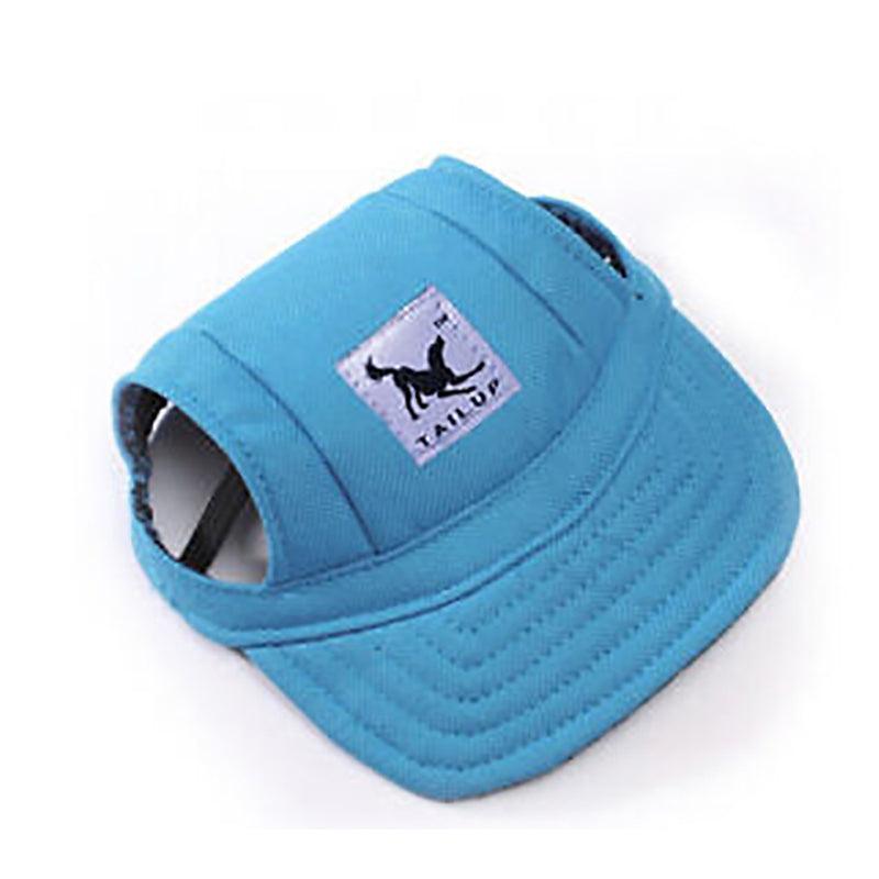 Dog Baseball Cap Sun Hat with Ear Holes - Blue, Large (Head 37 cm)