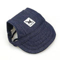 Dog Baseball Cap Sun Hat with Ear Holes - Denim Blue, Large (Head 37 cm)