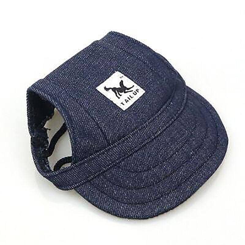 Dog Baseball Cap Sun Hat with Ear Holes - Denim Blue, Large (Head 37 cm)
