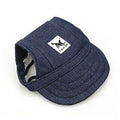 Dog Baseball Cap Sun Hat with Ear Holes - Denim Blue, XL (Head 48 cm)