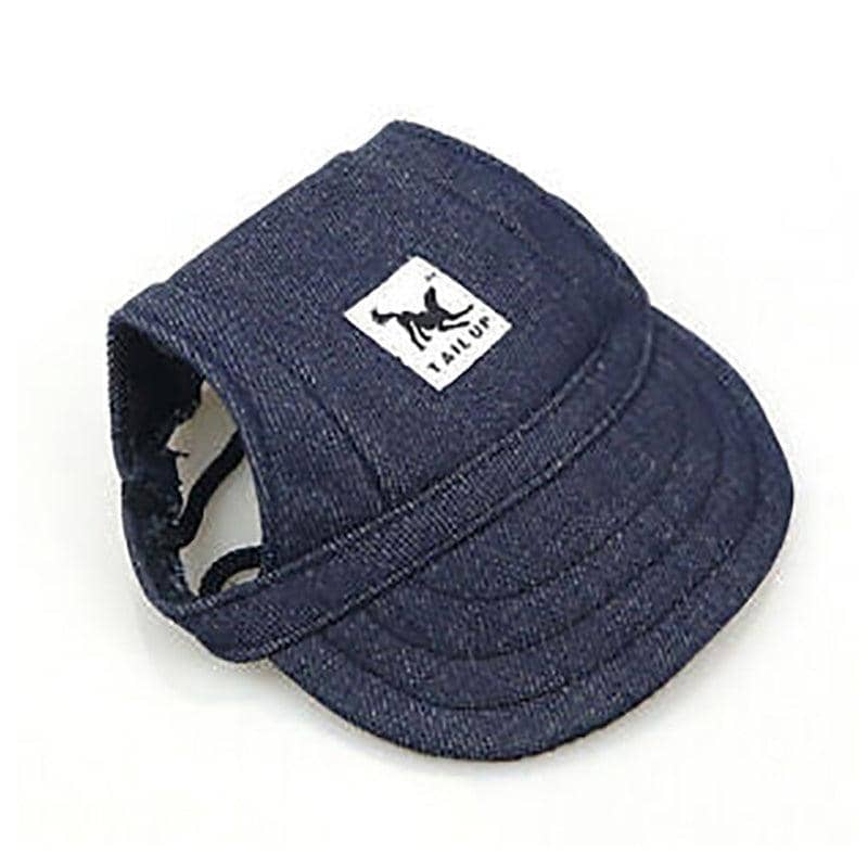 Dog Baseball Cap Sun Hat with Ear Holes - Denim Blue, XL (Head 48 cm)